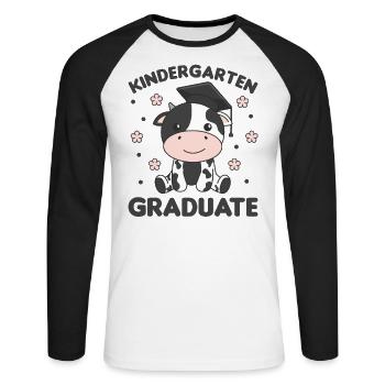 Kids Kindergarten graduate Kuh Graduation - Unisex Baseballshirt langarm - Weiß/Schwarz - Vorne - Nik (191cm)