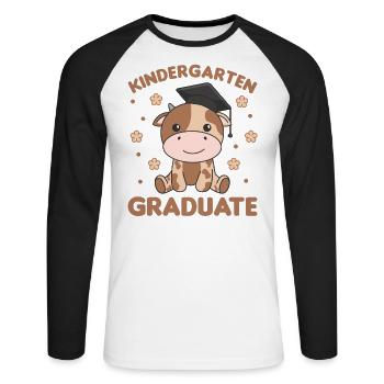 Kids Kindergarten graduate Kuh Graduation - Unisex Baseballshirt langarm - Weiß/Schwarz - Vorne - Nik (191cm)