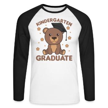 Kids Kindergarten graduate Bär Graduation - Unisex Baseballshirt langarm - Weiß/Schwarz - Vorne - Nik (191cm)