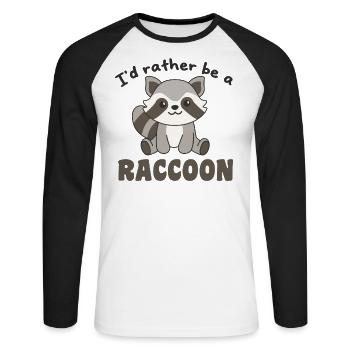 Je préfère être un raton laveur - mignon raton laveur - T-shirt baseball manches longues Homme - blanc/noir - Devant - Nik (191cm)