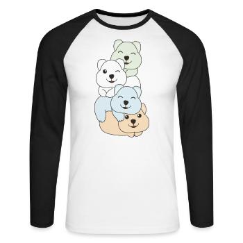 Unlabeld Flag Pride LGBTQ Cute Quokka - Unisex Long Sleeve Baseball T-Shirt - white/black - Front - Nik (191cm)