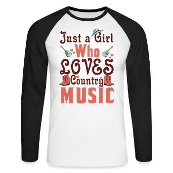 Just a girl who loves country music - Unisex Long Sleeve Baseball T-Shirt - white/black - Front - Nik (191cm)