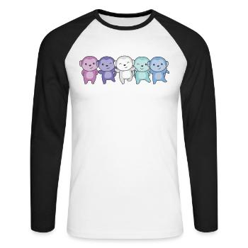 Spectrasdrapeau sexuel Fierté LGBTQ Singe mignon - T-shirt baseball manches longues Homme - blanc/noir - Devant - Nik (191cm)