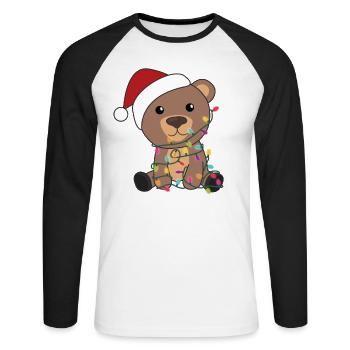 Ours Noël Animaux d’hiver Ours - T-shirt baseball manches longues Homme - blanc/noir - Devant - Nik (191cm)