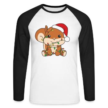 Squirrels Christmas Winter Animals Squirrels - Unisex Long Sleeve Baseball T-Shirt - white/black - Front - Nik (191cm)