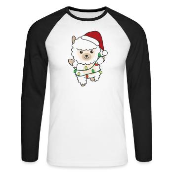 Alpaka Weihnachten Winter Tiere Alpakas - Unisex Baseballshirt langarm - Weiß/Schwarz - Vorne - Nik (191cm)