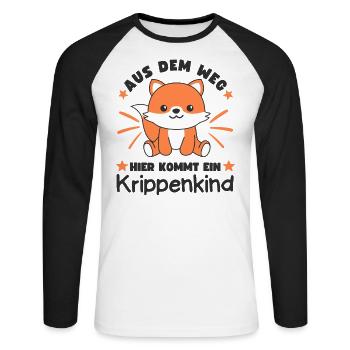 Aus Dem Weg Hier Kommt Ein Krippenkind Fuchs - Unisex Baseballshirt langarm - Weiß/Schwarz - Vorne - Nik (191cm)