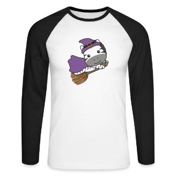 Zebra Halloween Witch Kids Witch Costume - Unisex Long Sleeve Baseball T-Shirt - white/black - Front - Nik (191cm)