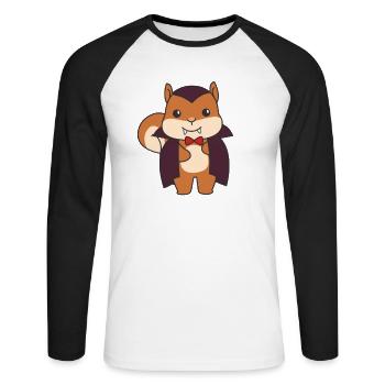 Squirrel Happy Halloween Cute Vampire Costume - Unisex Long Sleeve Baseball T-Shirt - white/black - Front - Nik (191cm)