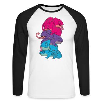 androgyn Flag Pride LGBTQ süße Chamäleon - Unisex Baseballshirt langarm - Weiß/Schwarz - Vorne - Nik (191cm)