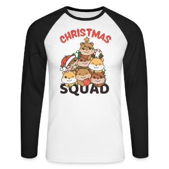 Hamster Arbre de Noël Escouade de Noël Hamster - T-shirt baseball manches longues Homme - blanc/noir - Devant - Nik (191cm)