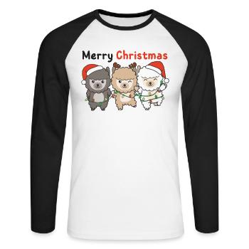 Alpaka Weihnachten Winter Tiere Alpaka - Unisex Baseballshirt langarm - Weiß/Schwarz - Vorne - Nik (191cm)