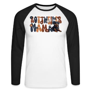 Rottweiler Groovy Rottweiler Maman - T-shirt baseball manches longues Homme - blanc/noir - Devant - Nik (191cm)