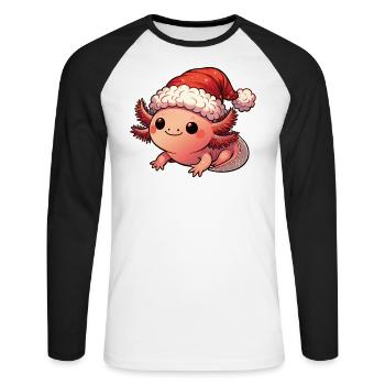 Axolotl Noël Axolotls mignons Joyeux Noël - T-shirt baseball manches longues Homme - blanc/noir - Devant - Nik (191cm)