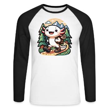 Sport Axolotls Berg Wandern Spiel Axolotl - Unisex Baseballshirt langarm - Weiß/Schwarz - Vorne - Nik (191cm)