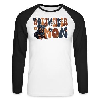 Rottweiler Groovy Rottweiler maman - T-shirt baseball manches longues Homme - blanc/noir - Devant - Nik (191cm)