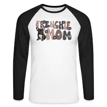 Bouledogue Français Groovy Frenchie Maman - T-shirt baseball manches longues Homme - blanc/noir - Devant - Nik (191cm)