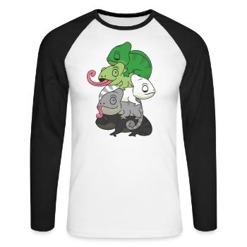 Aromantic Flag Pride LGBTQ süßer Chamäleon Haufen - Unisex Baseballshirt langarm - Weiß/Schwarz - Vorne - Nik (191cm)