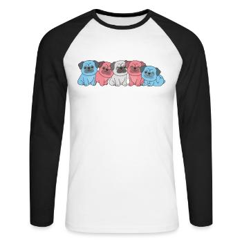 Drapeau transgenre Carlin Pride LGBTQ Chiens mignons - T-shirt baseball manches longues Homme - blanc/noir - Devant - Nik (191cm)