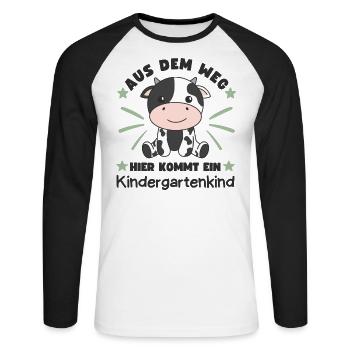 Aus Dem Weg Hier Kommt Ein Kindergartenkind Kuh - Unisex Baseballshirt langarm - Weiß/Schwarz - Vorne - Nik (191cm)