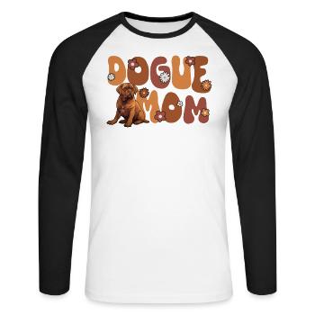 Dogue de Bordeaux Groovy Dogue Mom - T-shirt baseball manches longues Homme - blanc/noir - Devant - Nik (191cm)