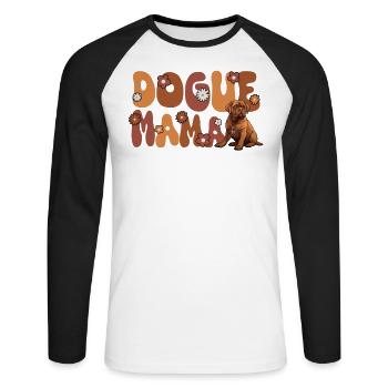 Dogue de Bordeaux Groovy Dogue Mom - T-shirt baseball manches longues Homme - blanc/noir - Devant - Nik (191cm)