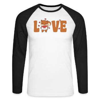 Écureuil pour la Saint-Valentin animaux mignons avec - T-shirt baseball manches longues Homme - blanc/noir - Devant - Nik (191cm)