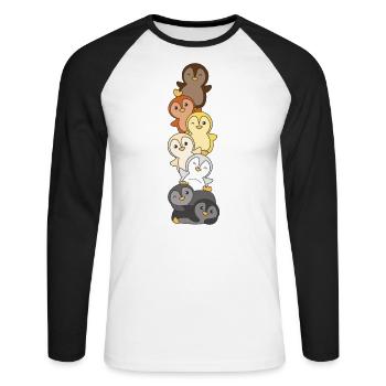 Ours Fraternité Drapeau Fierté LGBTQ Pingouin mignon - T-shirt baseball manches longues Homme - blanc/noir - Devant - Nik (191cm)