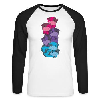 androgyn Flag Pride LGBTQ süße Kuh - Unisex Baseballshirt langarm - Weiß/Schwarz - Vorne - Nik (191cm)