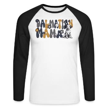 Dalmatien Groovy Dalmatien Maman - T-shirt baseball manches longues Homme - blanc/noir - Devant - Nik (191cm)