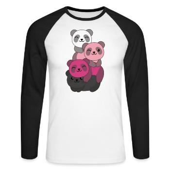 transfem Flag Pride LGBTQ süße Panda - Unisex Baseballshirt langarm - Weiß/Schwarz - Vorne - Nik (191cm)