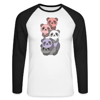 cupioromantic Flag Pride LGBTQ süßer Panda - Unisex Baseballshirt langarm - Weiß/Schwarz - Vorne - Nik (191cm)