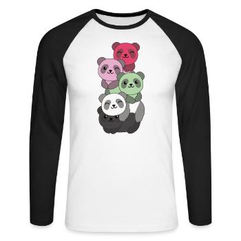 réciproque drapeau fierté LGBTQ panda mignon - T-shirt baseball manches longues Homme - blanc/noir - Devant - Nik (191cm)