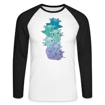 Neptunic Flag Pride LGBTQ süßer Drache Stapel - Unisex Baseballshirt langarm - Weiß/Schwarz - Vorne - Nik (191cm)