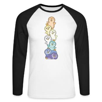 genderfaun Flag Pride LGBTQ süße Pinguin - Unisex Baseballshirt langarm - Weiß/Schwarz - Vorne - Nik (191cm)