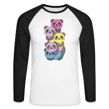 aporagender Flag Pride LGBTQ süße Panda - Unisex Baseballshirt langarm - Weiß/Schwarz - Vorne - Nik (191cm)