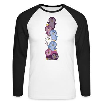 Drapeau non conforme Pride LGBTQ Pingouin mignon - T-shirt baseball manches longues Homme - blanc/noir - Devant - Nik (191cm)