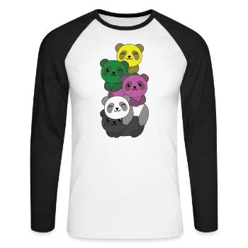 Ceterosexuell Flag Pride LGBTQ süße Panda - Unisex Baseballshirt langarm - Weiß/Schwarz - Vorne - Nik (191cm)