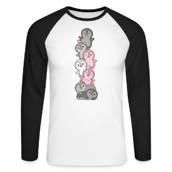 Demigirl Flag Pride LGBTQ Cute Penguin - Unisex Long Sleeve Baseball T-Shirt - white/black - Front - Nik (191cm)