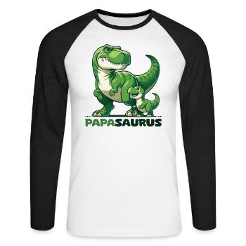 Papasaurus Fête des pères Meilleur papa T-Rex Dinosaure - T-shirt baseball manches longues Homme - blanc/noir - Devant - Nik (191cm)
