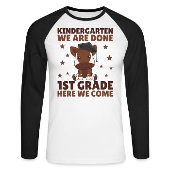 Kids Kindergarten graduate Okapi 1st grade - Unisex Baseballshirt langarm - Weiß/Schwarz - Vorne - Nik (191cm)