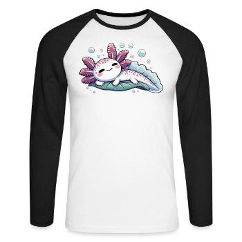 Relaxolotl Axolotl Lover Cute Animals Relax - Unisex Long Sleeve Baseball T-Shirt - white/black - Front - Nik (191cm)