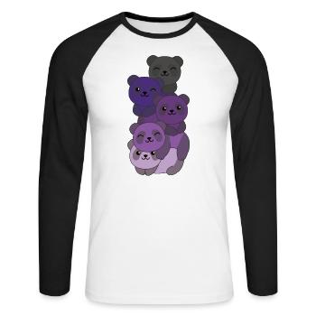 Enbian Flag Pride LGBTQ Cute Panda Bunch - Unisex Long Sleeve Baseball T-Shirt - white/black - Front - Nik (191cm)