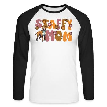 American Staffordshire Terrier Groovy Staffy Mom - Unisex Long Sleeve Baseball T-Shirt - white/black - Front - Nik (191cm)