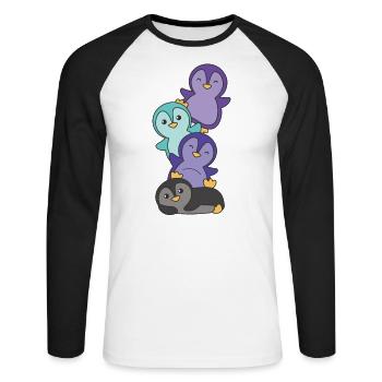 alexigender Flag Pride LGBTQ süße Pinguin - Unisex Baseballshirt langarm - Weiß/Schwarz - Vorne - Nik (191cm)