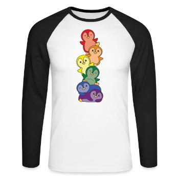 Rainbow Flag Gay Pride LGBTQ Pinguin süßer Pinguin - Unisex Baseballshirt langarm - Weiß/Schwarz - Vorne - Nik (191cm)