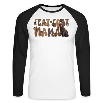 Flat Coated Retriever Groovy Flat-Coat Mama - Unisex Long Sleeve Baseball T-Shirt - white/black - Front - Nik (191cm)