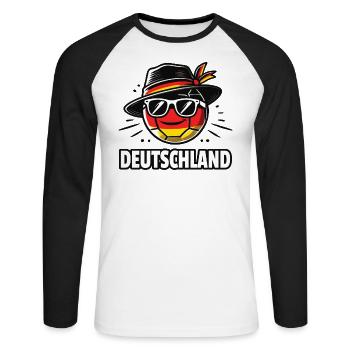 Soccer Ball with Germany Flag Funny Ball - Unisex Long Sleeve Baseball T-Shirt - white/black - Front - Nik (191cm)