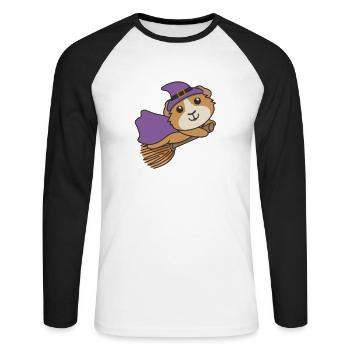 Cochon d’Inde Halloween Sorcière Enfants Sorcières Costume - T-shirt baseball manches longues Homme - blanc/noir - Devant - Nik (191cm)