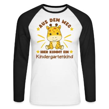 Out of the Way Here Comes a Kindergarten Child - Unisex Long Sleeve Baseball T-Shirt - white/black - Front - Nik (191cm)